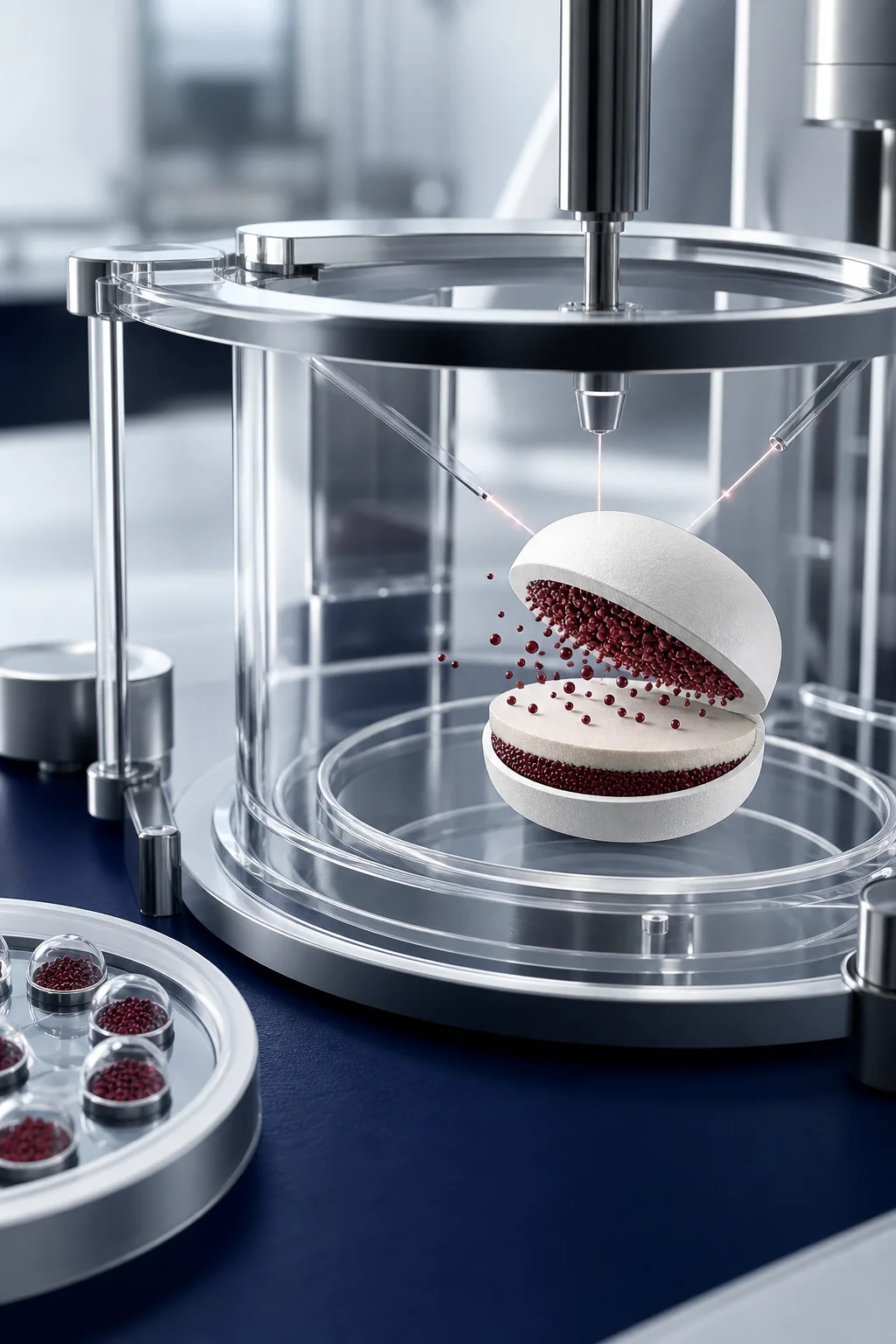 3D precision testing chamber evaluating an oral solid dosage formulation